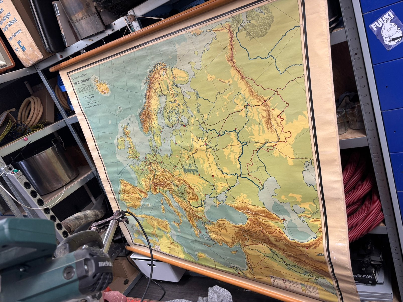 Vintage Schoolkaart Europa - B.A. Kwast & K. Zeeman, Antiek en Kunst, Antiek | Schoolplaten, Ophalen, Aardrijkskunde