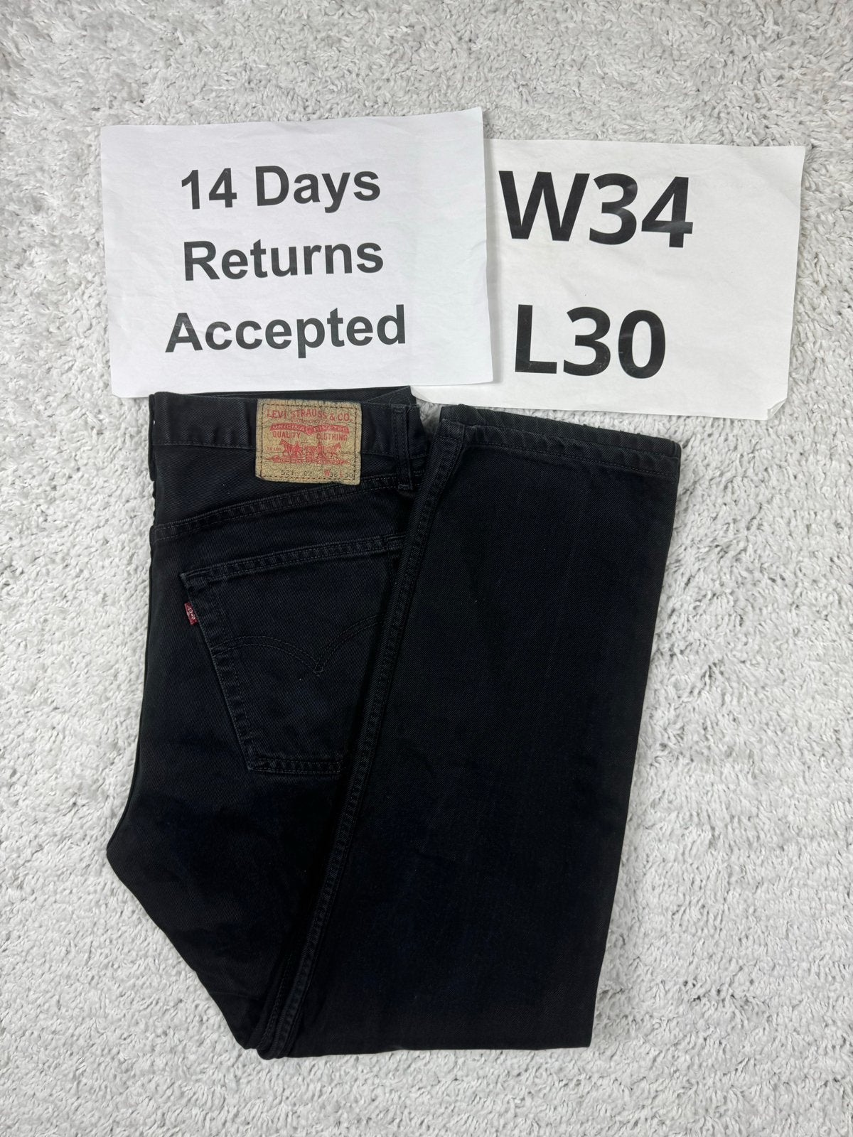 Levi's 521 Straight Fit Jeans Zwart Past Als W34 L30 3056, Zwart, W, Ophalen of Verzenden, W33 - W34 (confectie 48/50)
