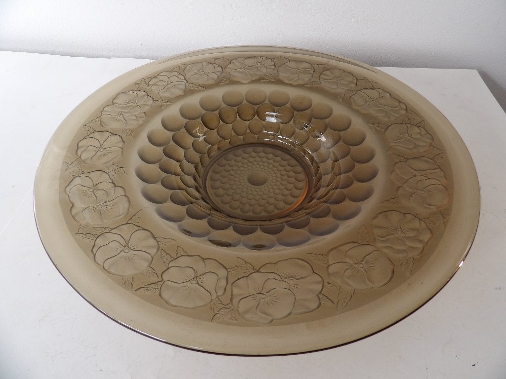 Art Deco Fruitschaal Verlys (stijl) Maron/Fumee 31,5cm, Antiek en Kunst, Ophalen of Verzenden