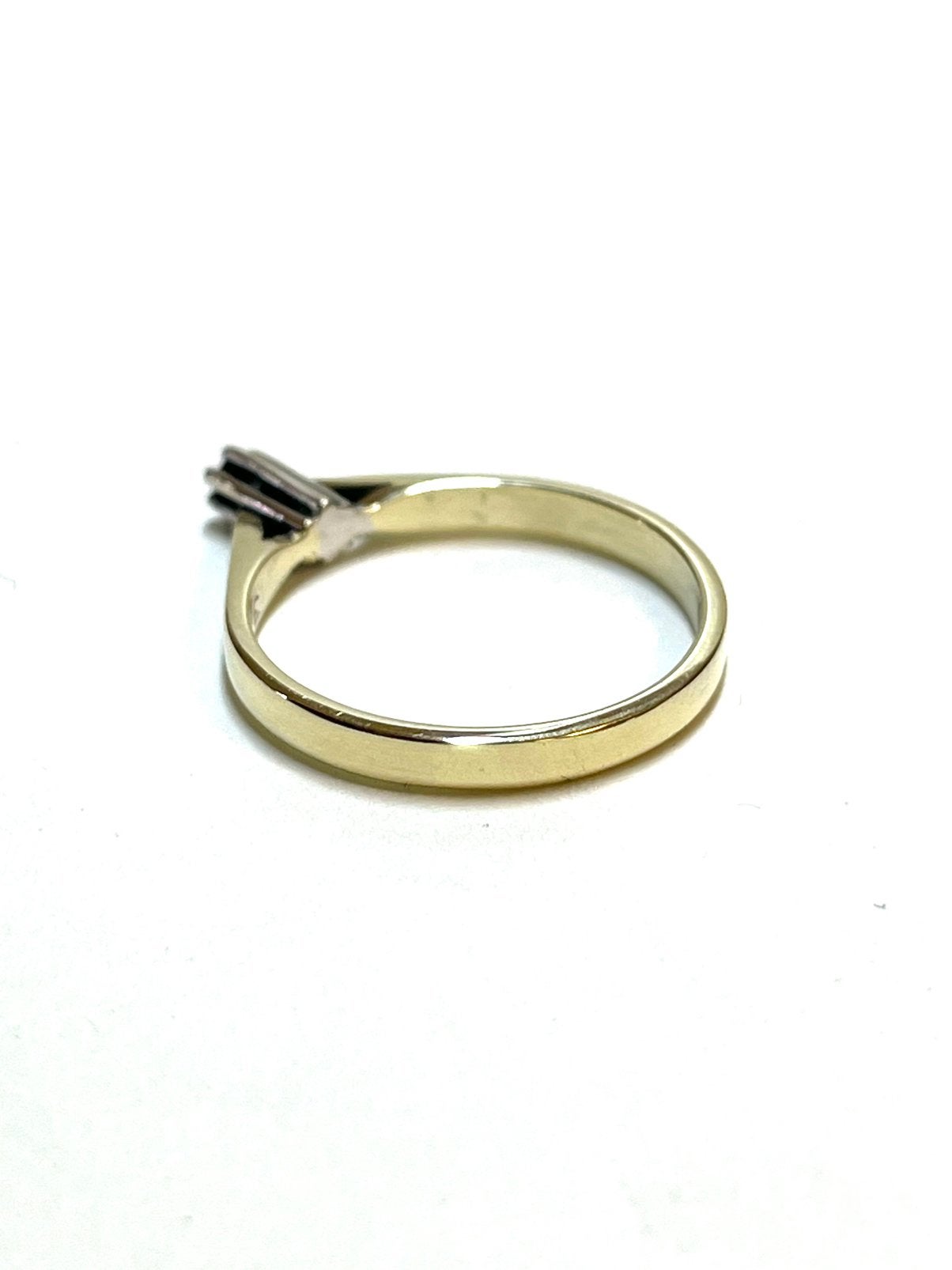 14k geel en witgouden ring met een diamant, -, -, Ophalen of Verzenden, Dame