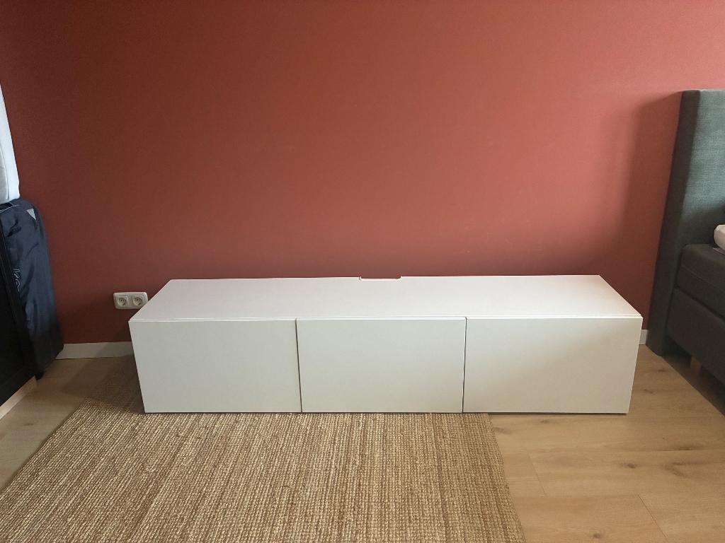Tv meubel Besta Wit 180cm (IKEA), Ophalen, Gebruikt, Ikea besta, 150 tot 200 cm