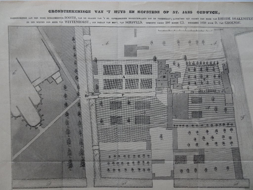 Steendruk plattegrond huis st. Jans Oudwijk, Utrecht 1841, Origineel, Ophalen of Verzenden, Kaarten en plattegronden, Lithografie