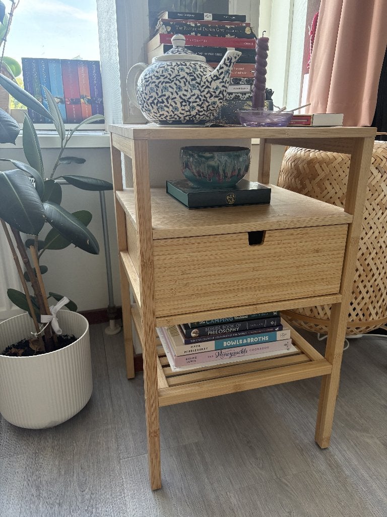 IKEA Nordkisa bamboo side table, Ophalen, 50 tot 100 cm, Zo goed als nieuw, IKEA Nordkisa collection
