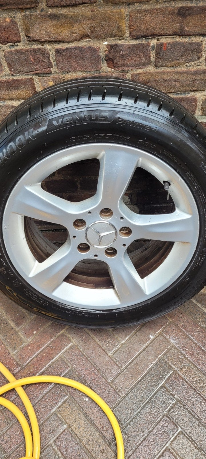 Mercedes W203 Breedteset met z.g.a.n. Hankook Zomerbanden, Ophalen, Gebruikt, 16 inch, Banden en Velgen