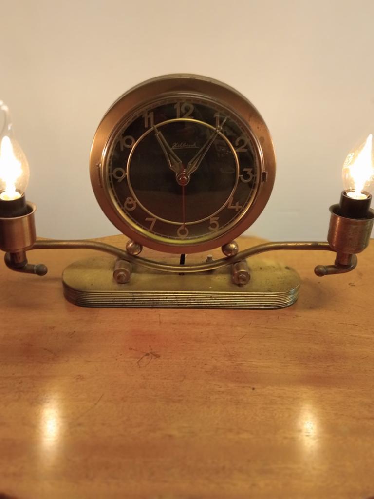 Vintage Hilbrink tafelklok met verlichting, Art Deco, Ophalen of Verzenden