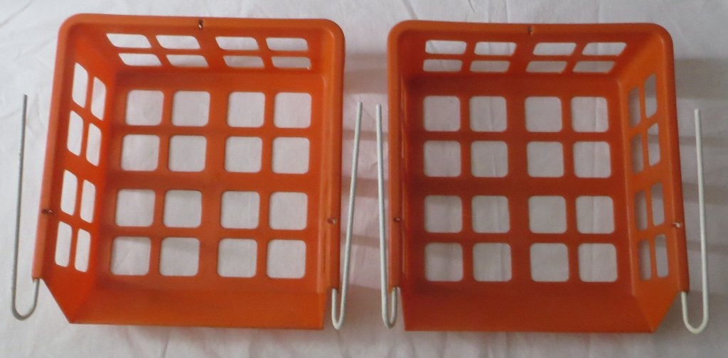 2 Oranje vintage sokkenrekjes / plankrekjes voor in een kast, Ophalen, Gebruikt, Vintage, Minder dan 25 cm