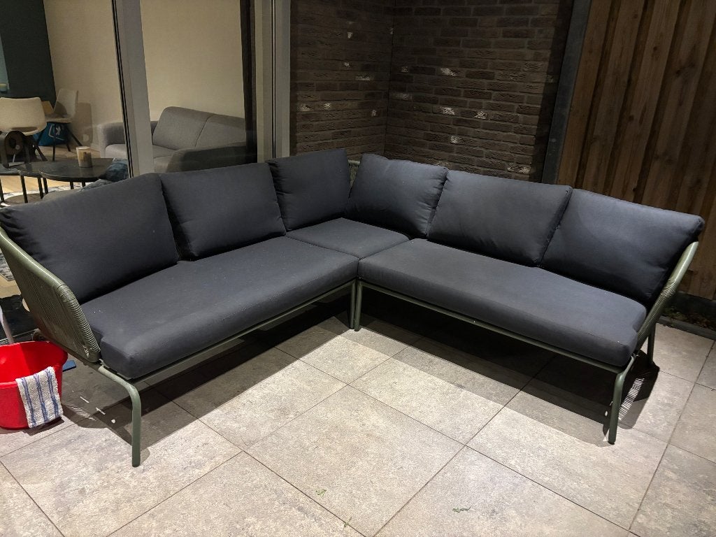 Grote hoek loungeset / tuinbank met kussens, Ophalen, Zo goed als nieuw, Bank