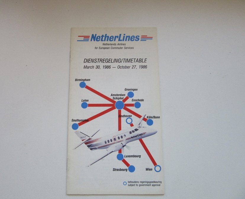 NetherLines dienstregeling march - oct 1986, Verzenden, Gebruikt, Schaalmodel