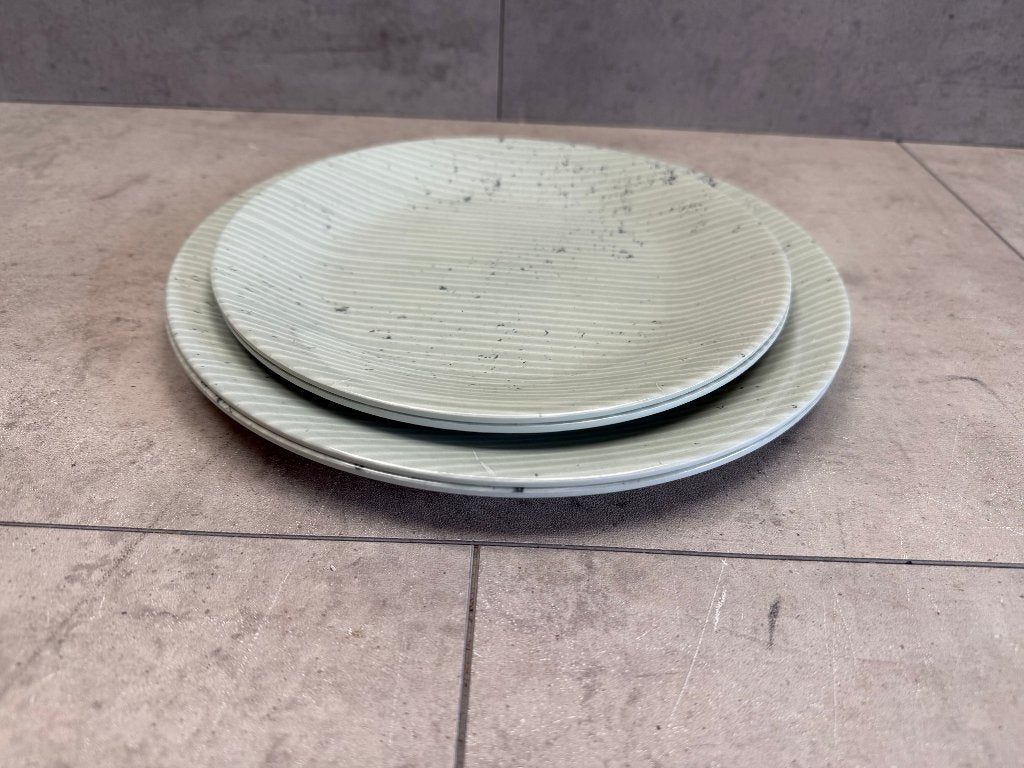 Set borden groen streep - 2 persoons - NIEUW - 11305, Ophalen of Verzenden, Nieuw