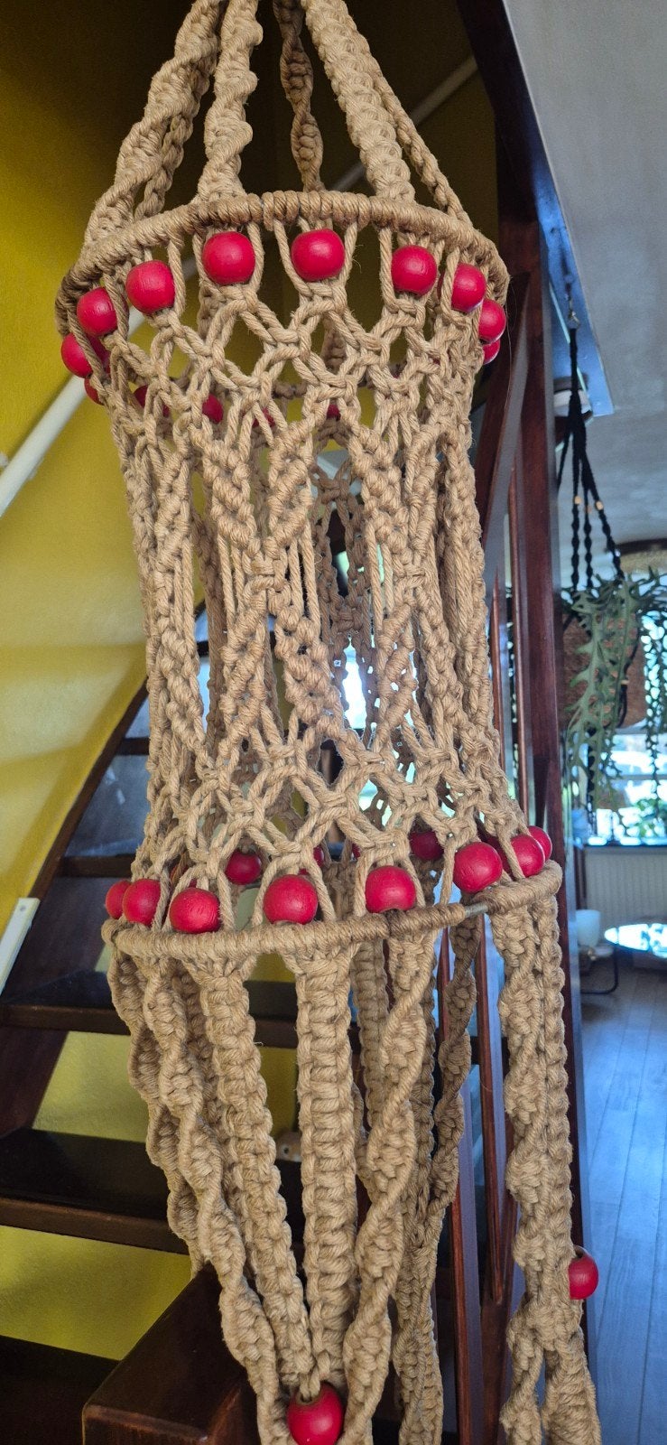 Vintage hele grote Macramé Plantenhanger seventies, Vintage, Gebruikt, Meerkleurig, Ophalen of Verzenden