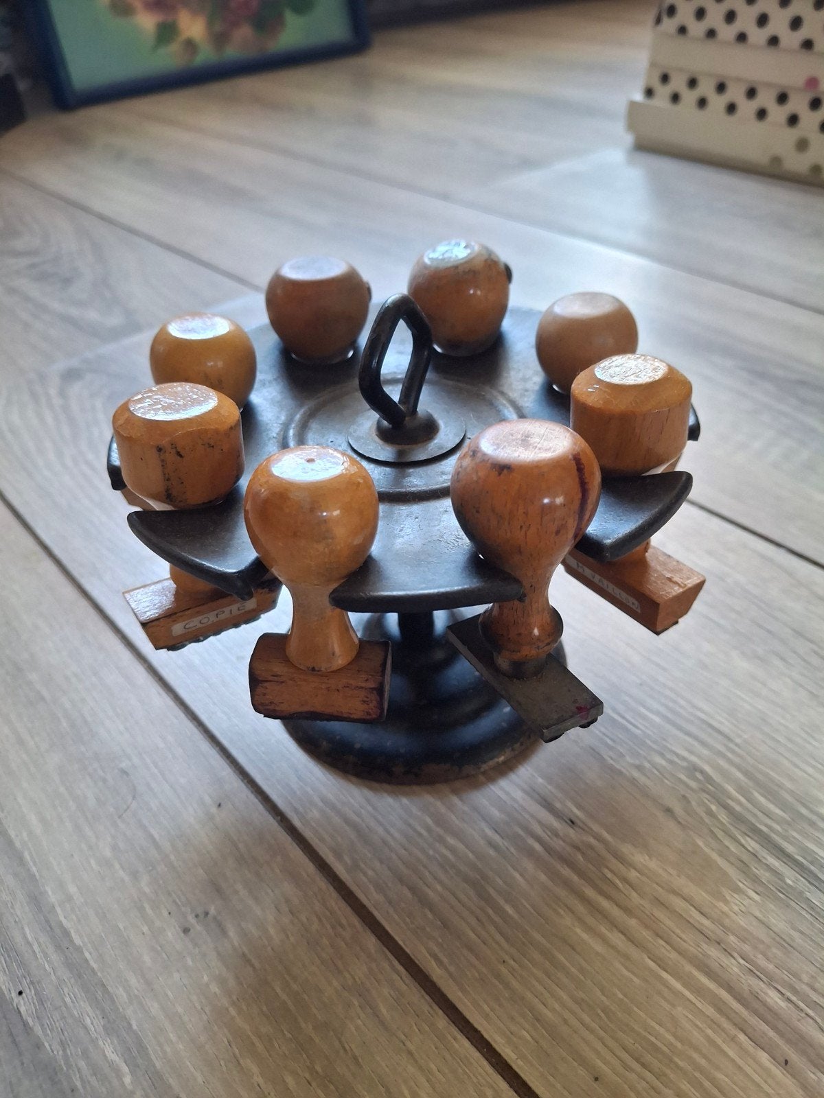 Vintage Franse Stempels met Draaistandaard - Antiek Kantoor, Ophalen of Verzenden