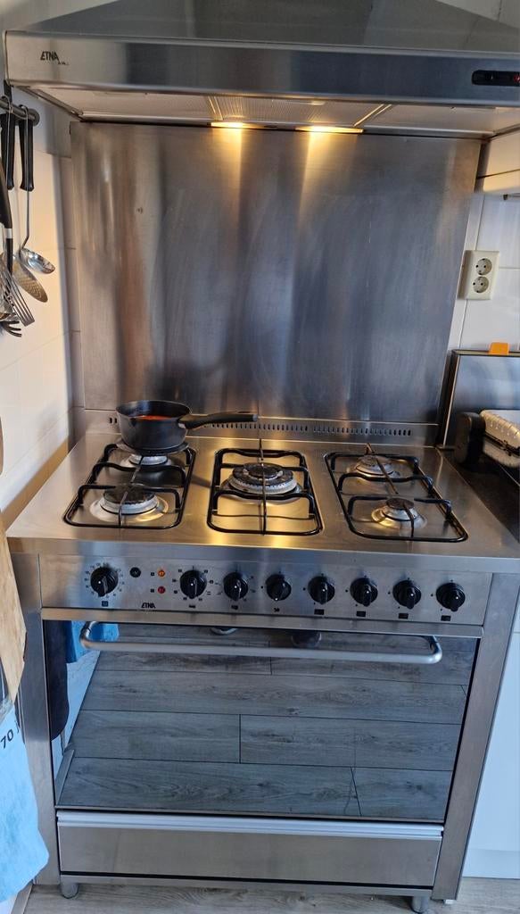 Gasfornuis plus oven, Witgoed en Apparatuur, Gas, Vrijstaand, 85 tot 90 cm, 4 kookzones