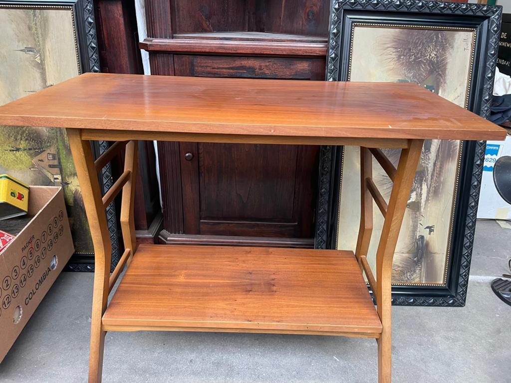 Vintage bijzettafel op wieltjes - Houten serveerwagen, Ophalen