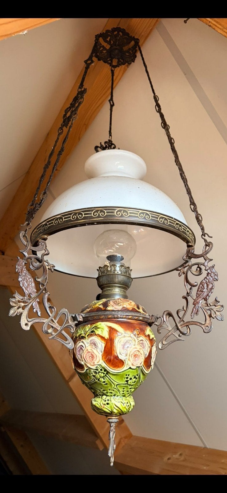 Antieke hanglamp, klassieke olielamp of petroleumlamp, Antiek en Kunst, Ophalen