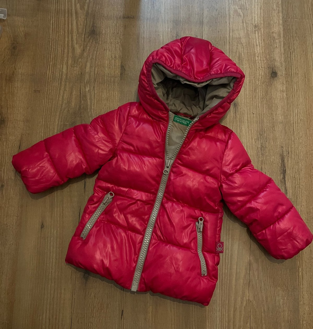 Benetton gewatteerde jas roze maat 74 (9-12 maanden), Kinderen en Baby's, Ophalen of Verzenden, Zo goed als nieuw, Meisje