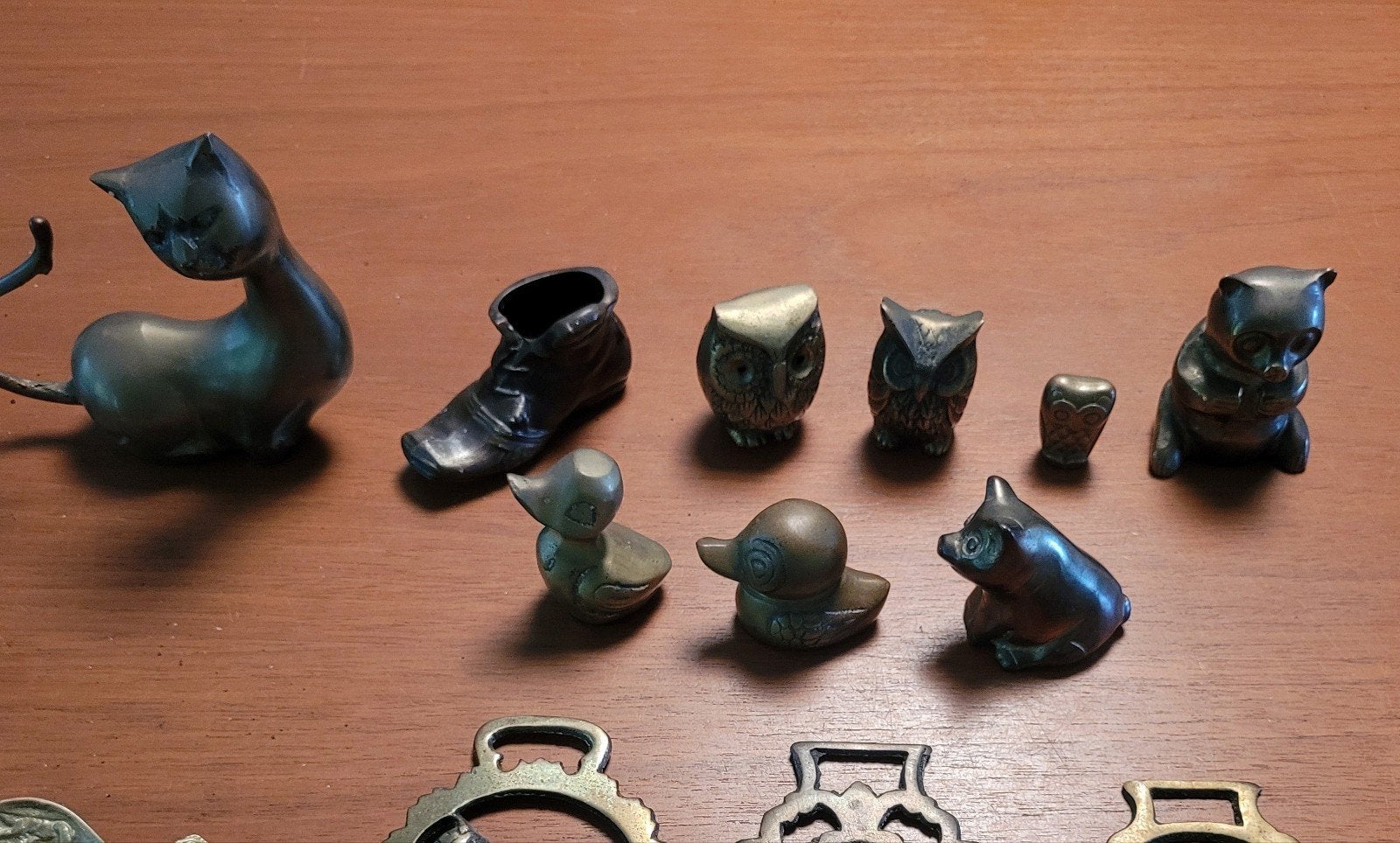 messing beeldje beeldjes kat eend uil beer koper brons, Ophalen of Verzenden, Brons