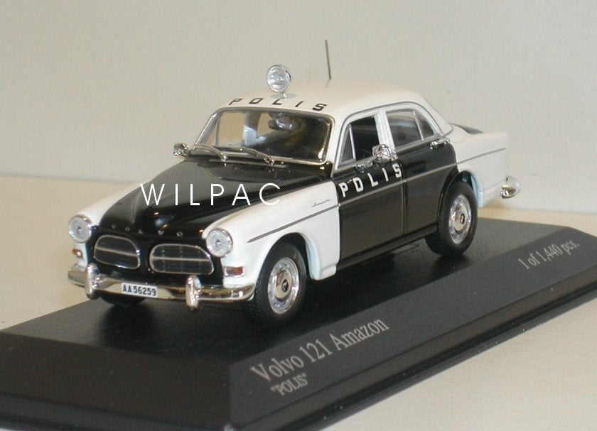 Volvo 121. Amazon polis. Zweedse politie 4-drs. Minichamps., Hobby en Vrije tijd, Ophalen of Verzenden, Nieuw, Auto, MiniChamps