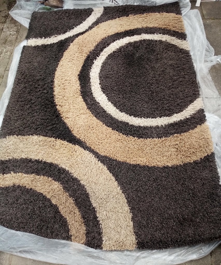Hoog polig tapijt, Ophalen, Gebruikt, Beige, 200 cm of meer