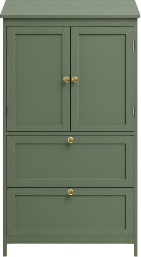 Groene opbergkast met lades en deuren - 110x60x30 cm, Met lade(s), Modern, elegant, 100 tot 150 cm, Nieuw