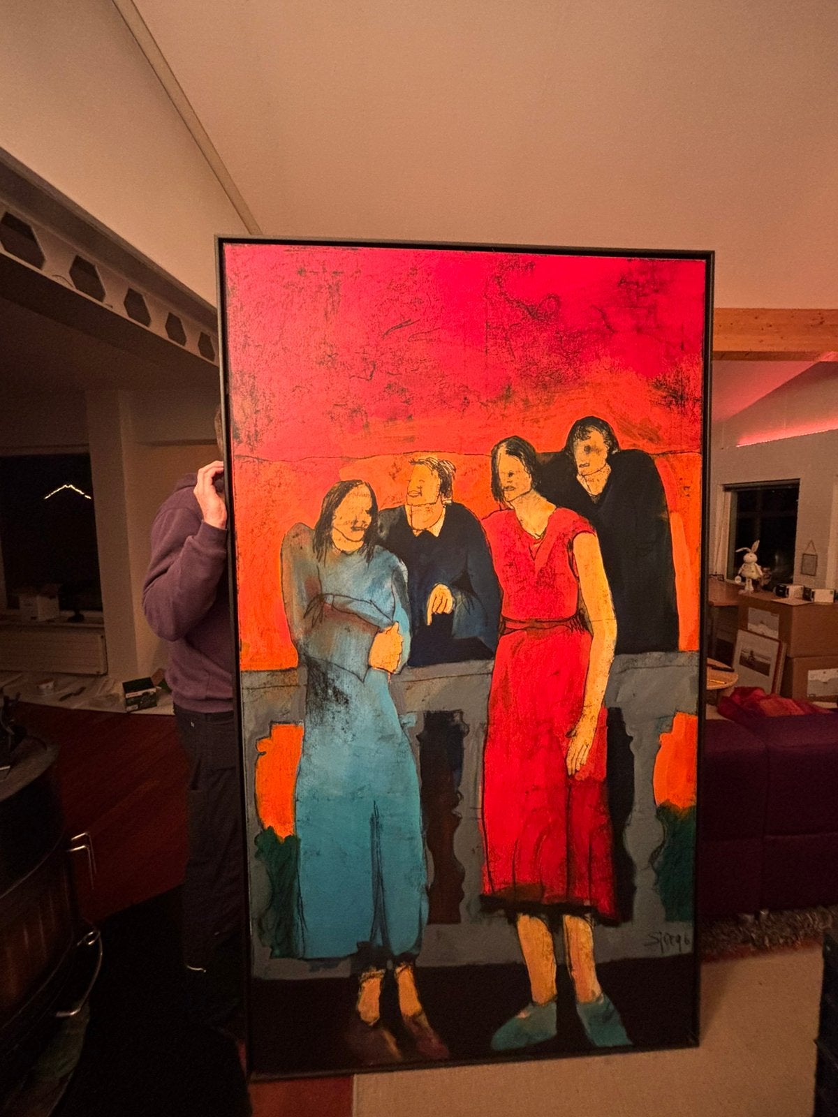 Groot XXL schilderij Sjer Jacobs, 1996, Ophalen