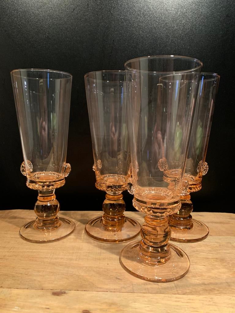 4 zalm roze champagne/longdrink glazen Rivièra Maison, Ophalen of Verzenden, Zo goed als nieuw, Overige typen