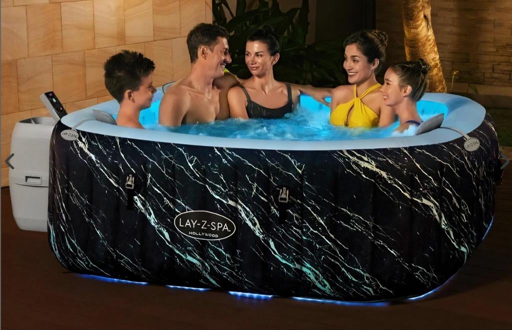 Zgan Lay-Z spa Hollywood Airjet vierkant met led verlichting, Tuin en Terras, Bubbelbaden en Hottubs, Ophalen, Zo goed als nieuw