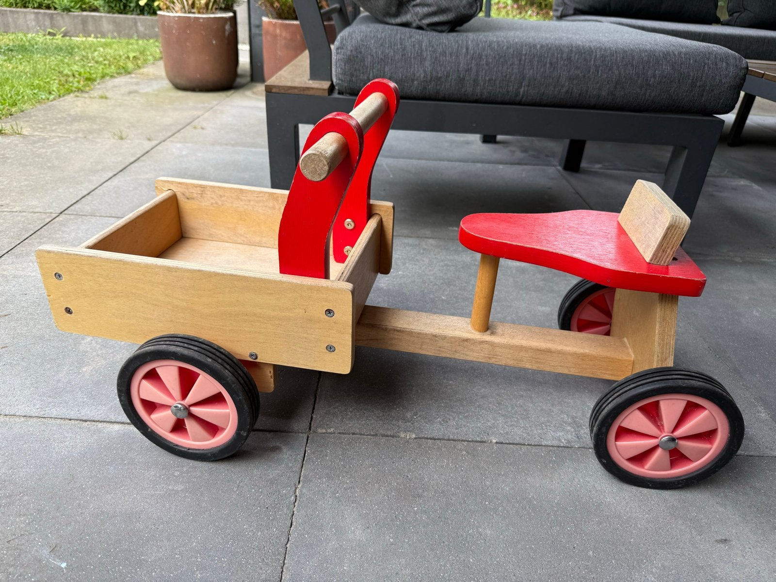 Houten bakfiets voor kinderen - Speelgoed, Ophalen of Verzenden, Gebruikt, Overige typen