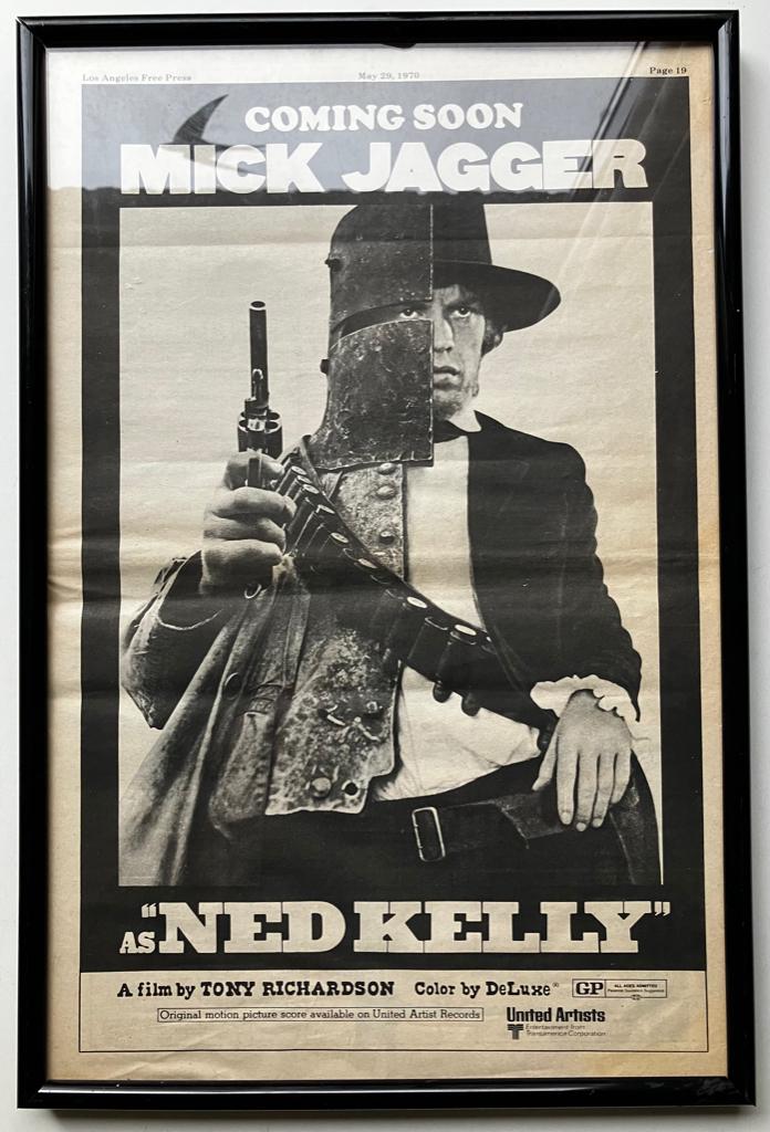 MP713A RS film poster Ned Kelly (M.Jagger) US70 bieden, Verzamelen, Met lijst, Ophalen of Verzenden, A1 t/m A3, Film en Tv