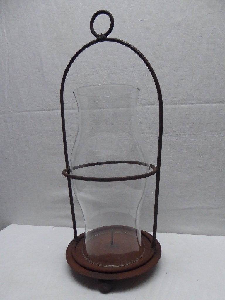 Antiek windlicht | hoogte 46 cm | in zeer nette staat, Ophalen of Verzenden, Zo goed als nieuw, Metaal, Kandelaar