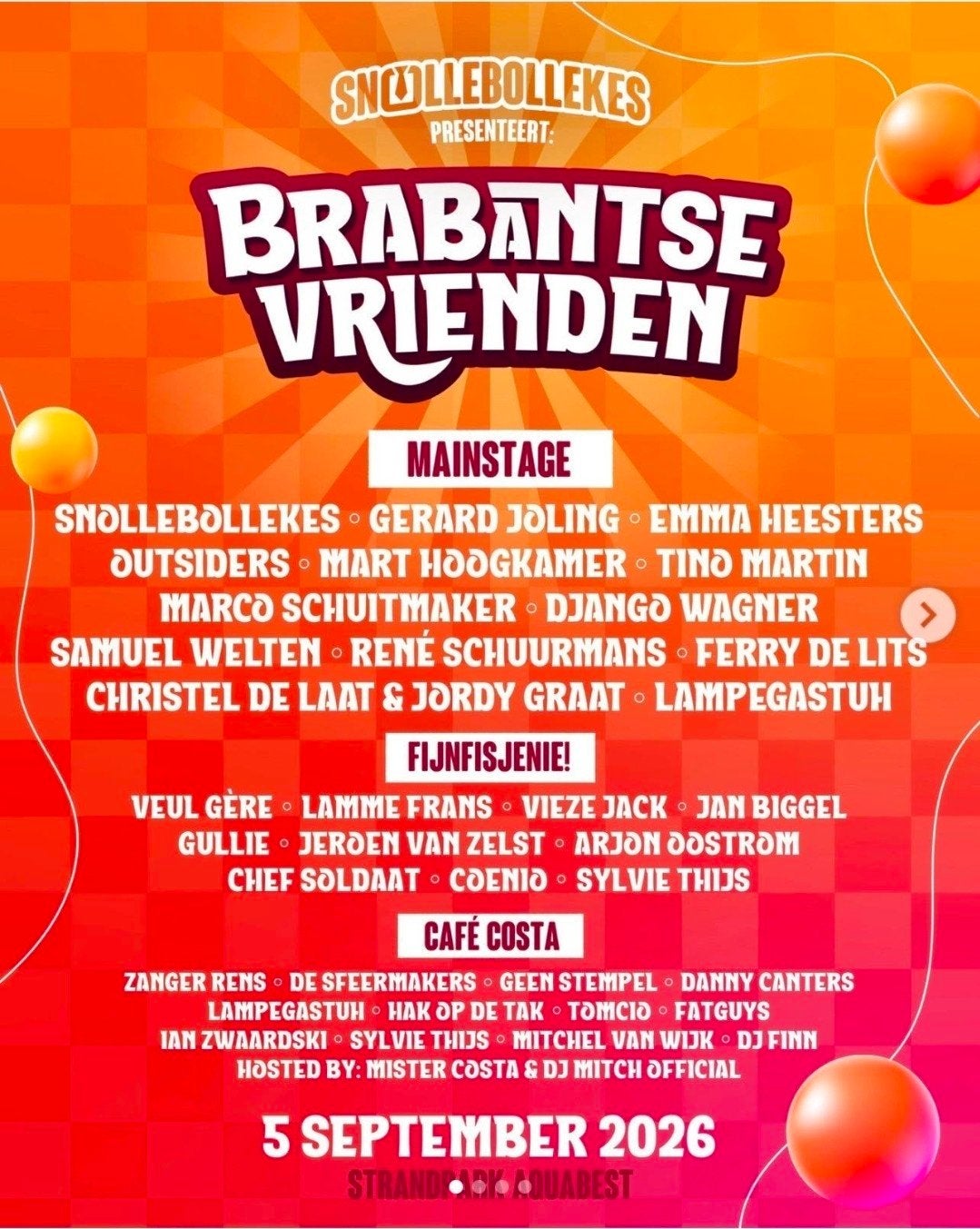 2 ticket brabantse vrienden festival aquabest snollebollekes, Twee personen
