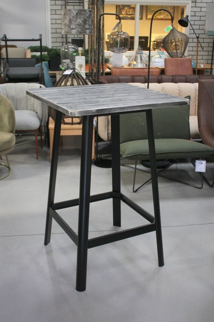 Vierkante bartafel statafel barset barkrukken metaal hout, Ophalen, 5 krukken of meer, Met voetsteun, 60 tot 90 cm