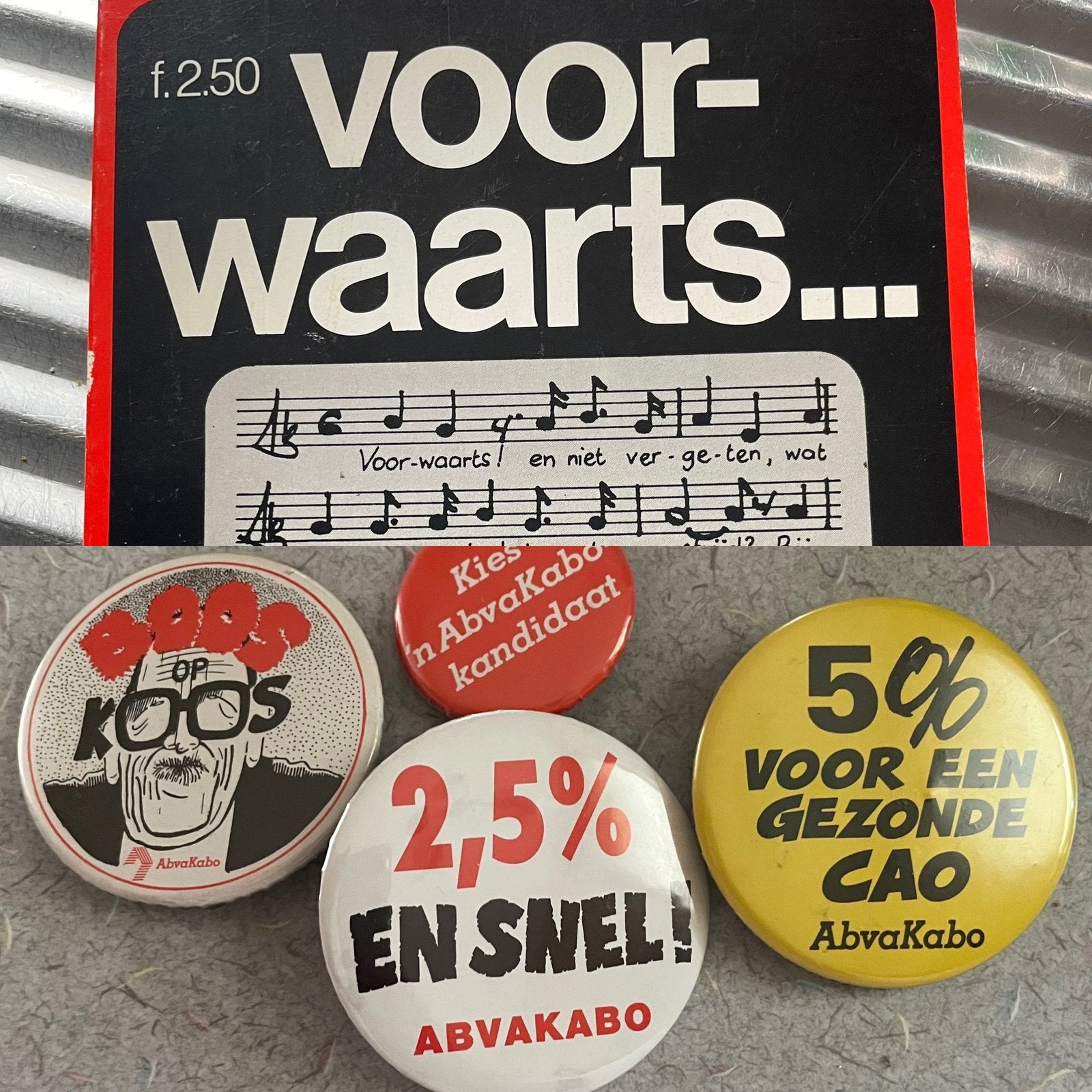 ~.~ Partijprogramma PvdA 1977 & ABVA-KABO buttons ~.~, Ophalen of Verzenden, Gebruikt