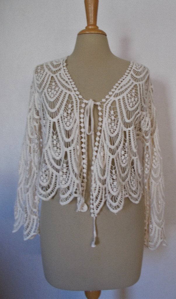Katoenen beige kant look bohemian top/hesje! L, Verzenden, Beige, Maat 42/44 (L), Zo goed als nieuw