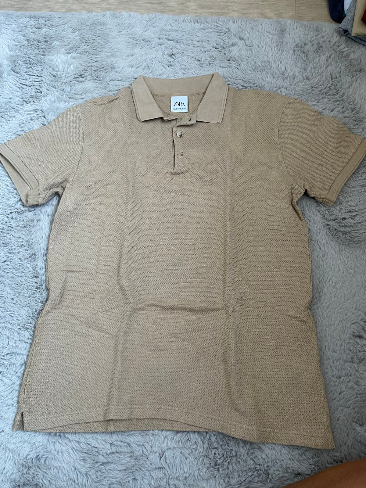 Zara Polo Shirt - Beige - Maat M, Ophalen of Verzenden, Zo goed als nieuw, Maat 48/50 (M), Beige