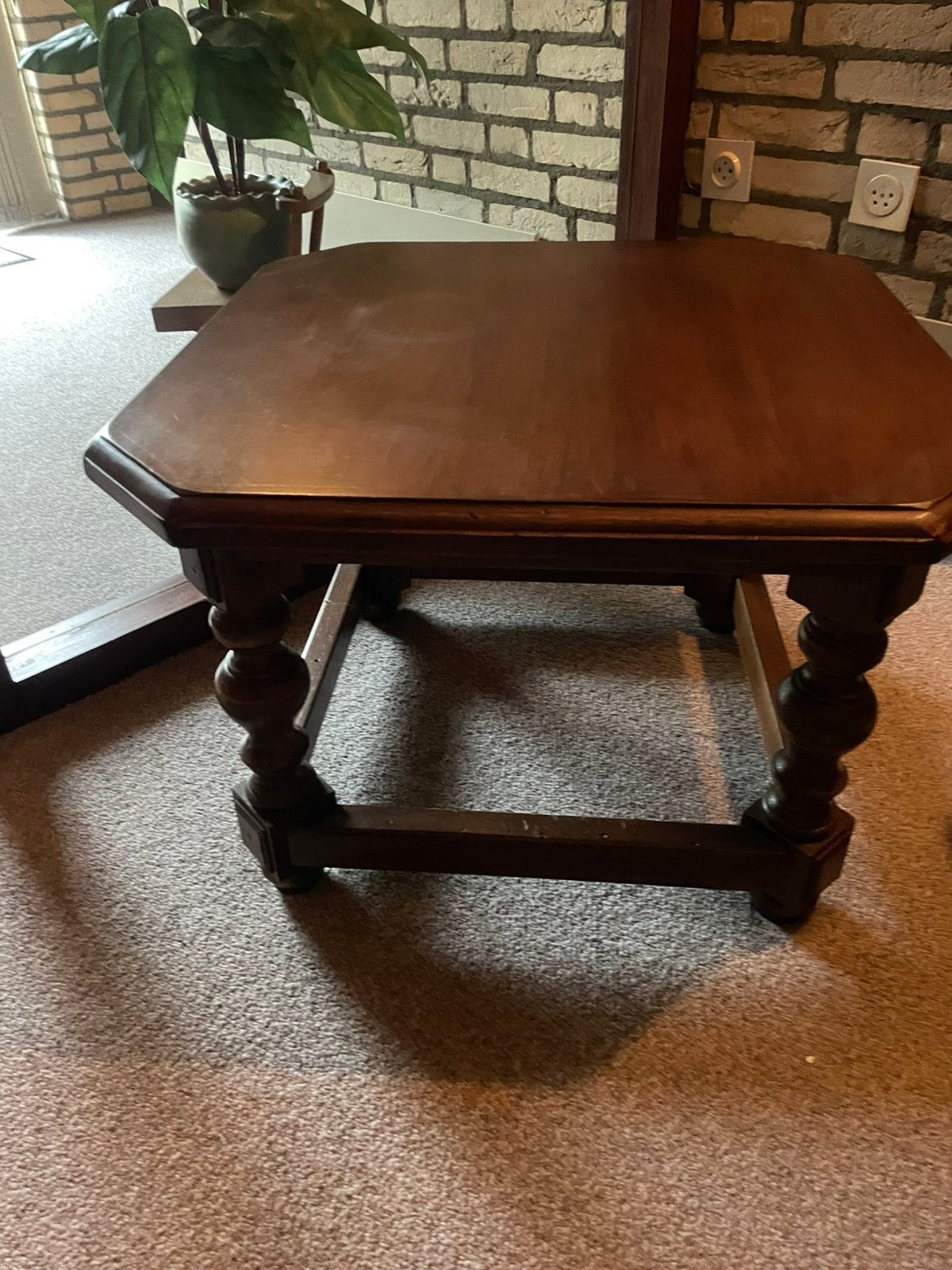 Kersenhouten bijzettafel / salontafel, Ophalen, Minder dan 45 cm, Gebruikt, Vierkant