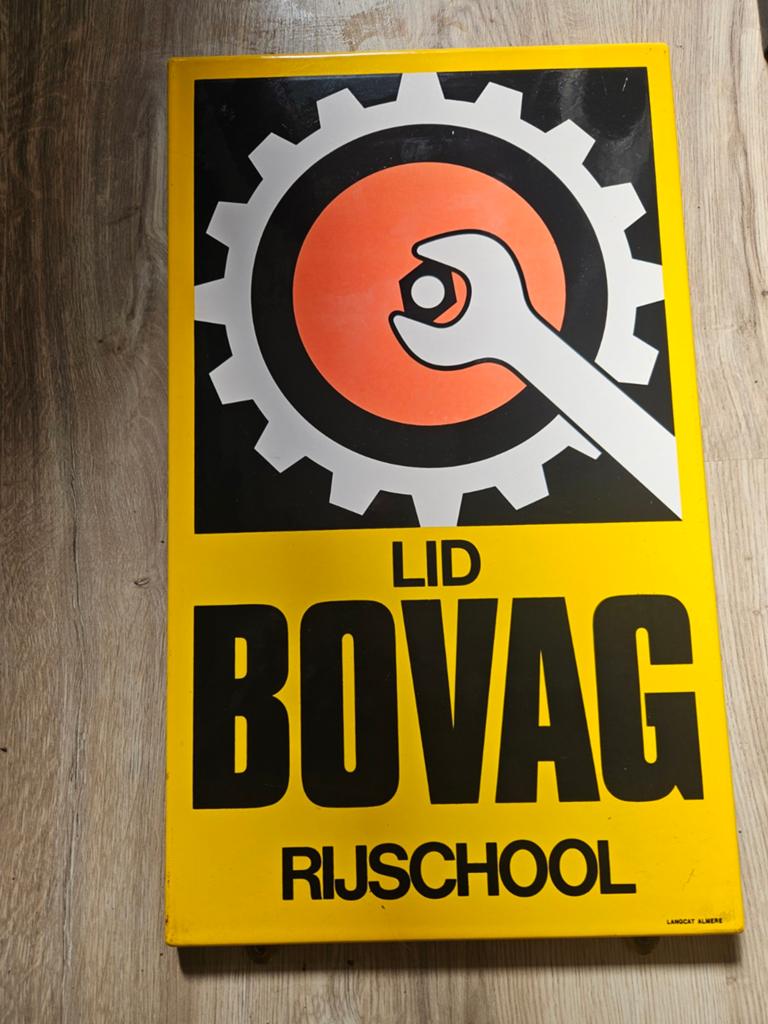 Vintage BOVAG Rijschool Reclamebord - Uniek Verzamelobject, Ophalen of Verzenden