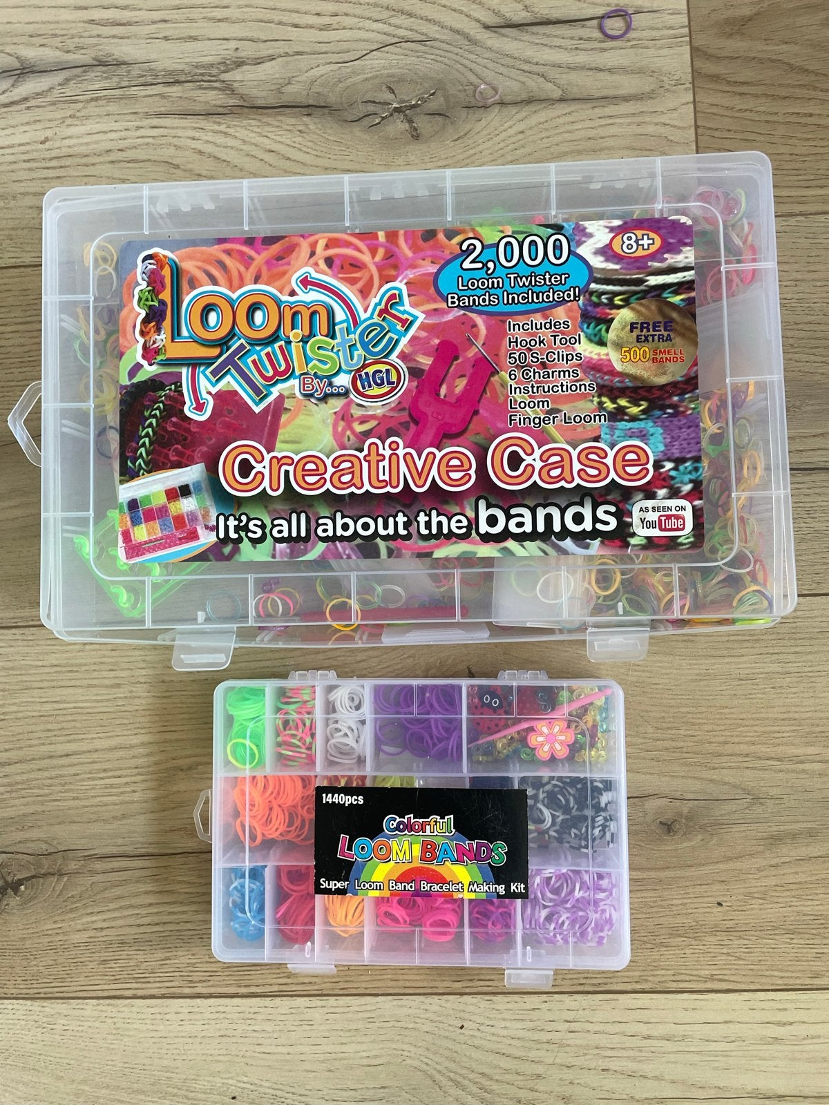 Grote en kleine doos met Loom bandjes, Ophalen, Gebruikt, Knutselen