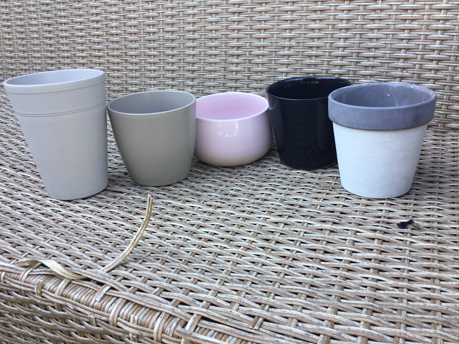 Set van 5 diverse bloempotten, Gebruikt, Rond, Binnen, Ophalen of Verzenden