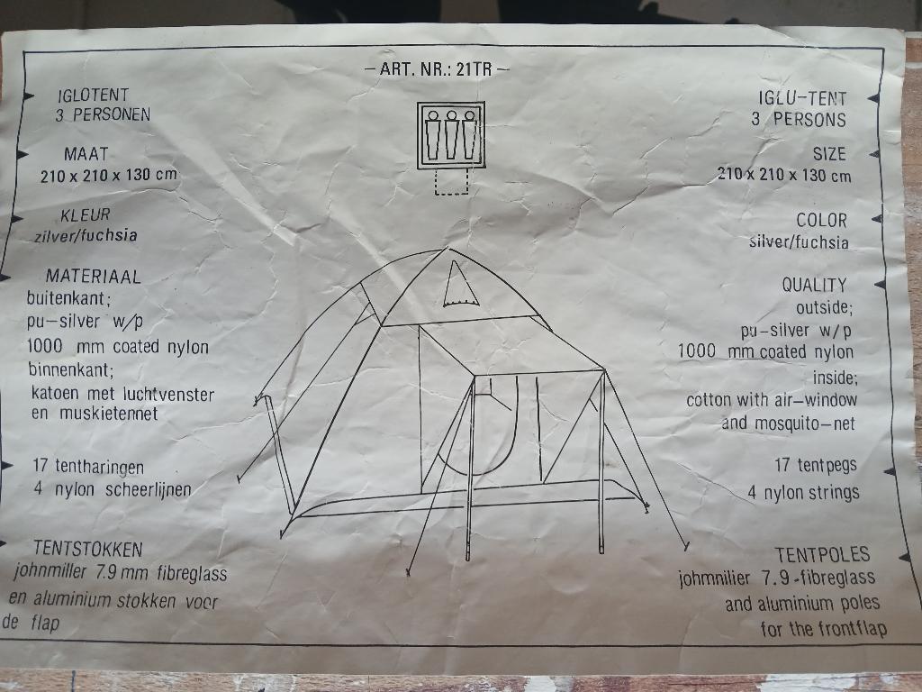 Iglo tentje, Ophalen, Zo goed als nieuw, Overige