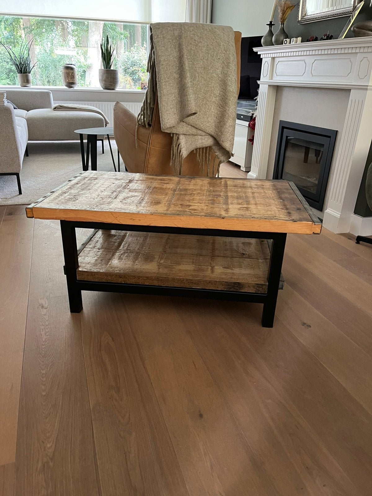 Stoere , industrie loek salon tafel, 100 tot 150 cm, Zo goed als nieuw, Rechthoekig, 50 tot 100 cm