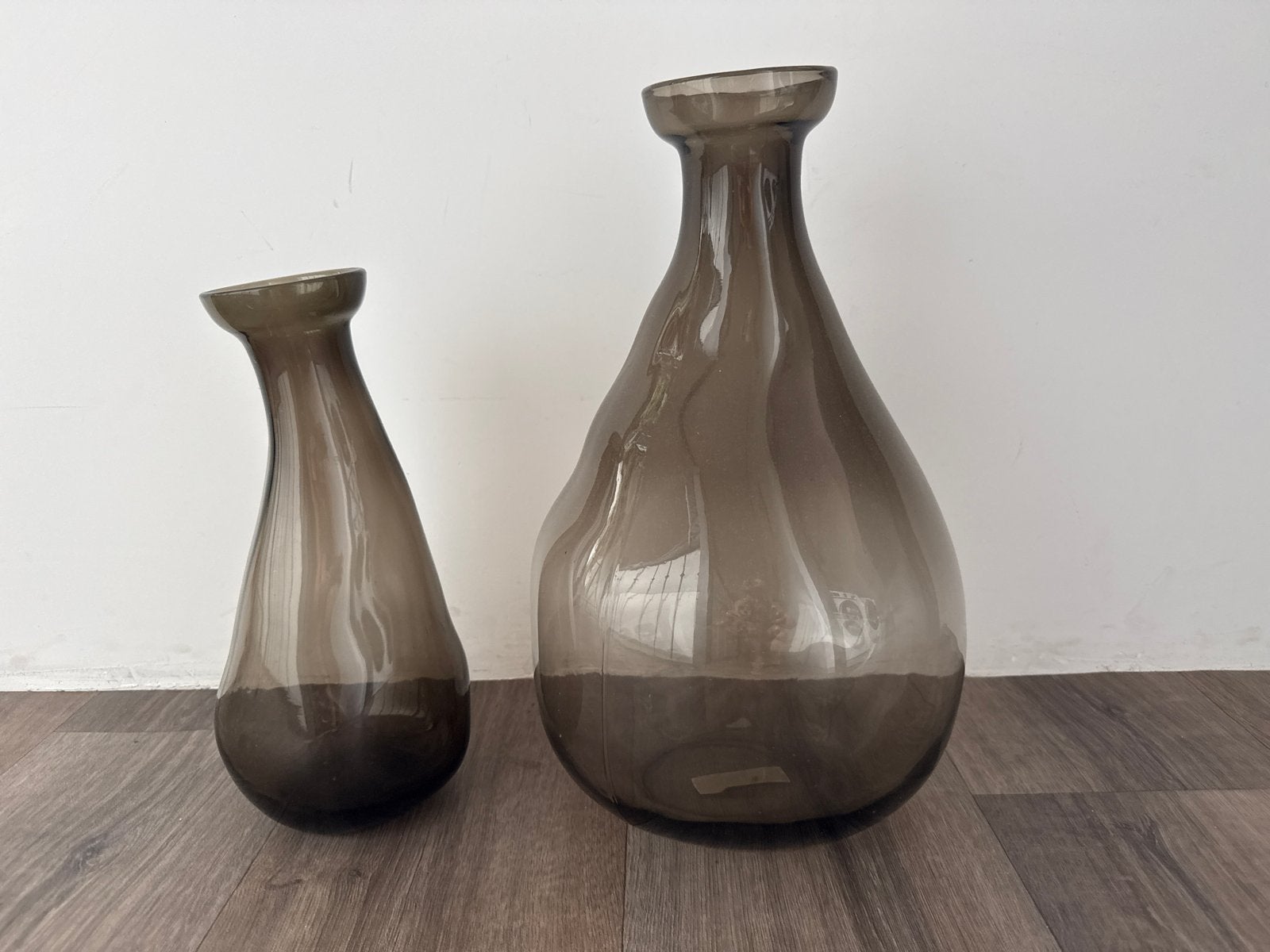 Set van 2 IKEA glazen vazen, rookgrijs, Ophalen