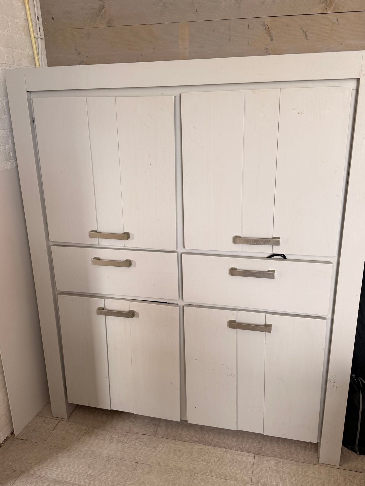 Teak houten kast met lades en deuren, Ophalen, Gebruikt, 100 tot 150 cm, Met lade(s)