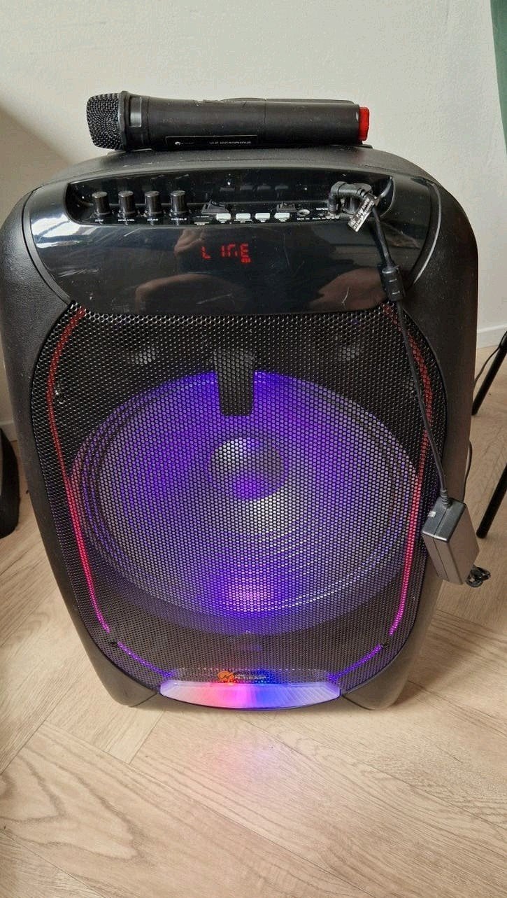 N-Gear The Flash 8010 Party Speaker met Microfoon, Ophalen of Verzenden, Zo goed als nieuw, Complete set