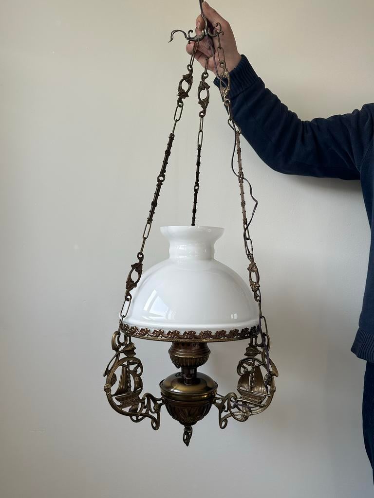 Vintage hanglamp met schepen - Helemaal gaaf, Antiek en Kunst, Antiek | Lampen, Ophalen