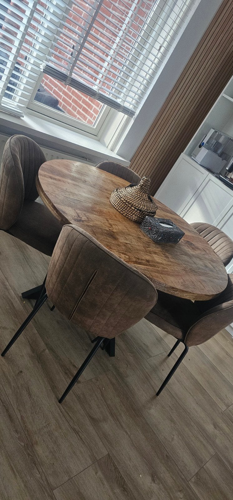 5 Woonexpress eetkamerstoelen, zo goed als nieuw, Ophalen of Verzenden