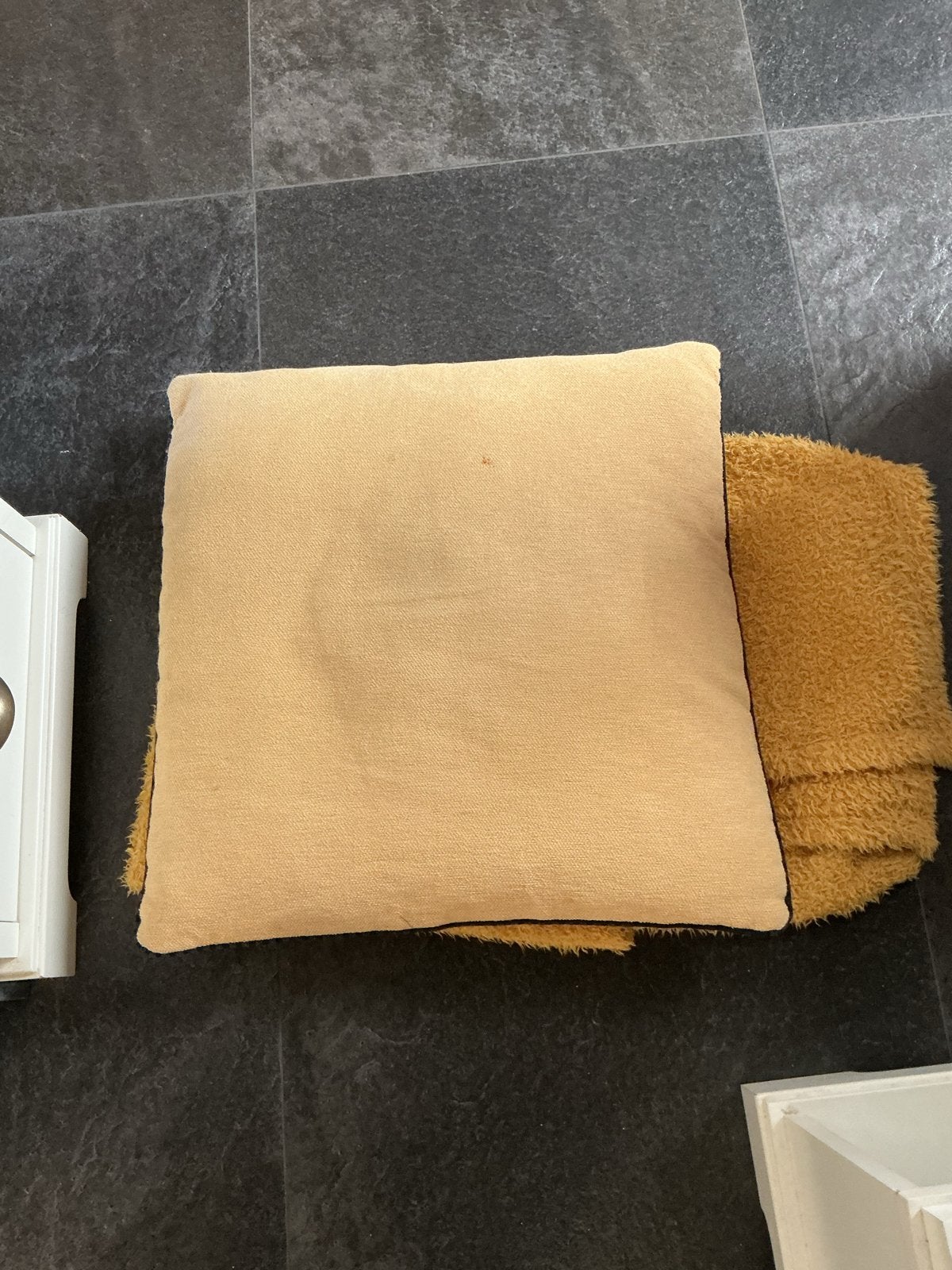 Set van 2 gele sierkussens met deken, Ophalen, Overige merken, Gebruikt, Geel