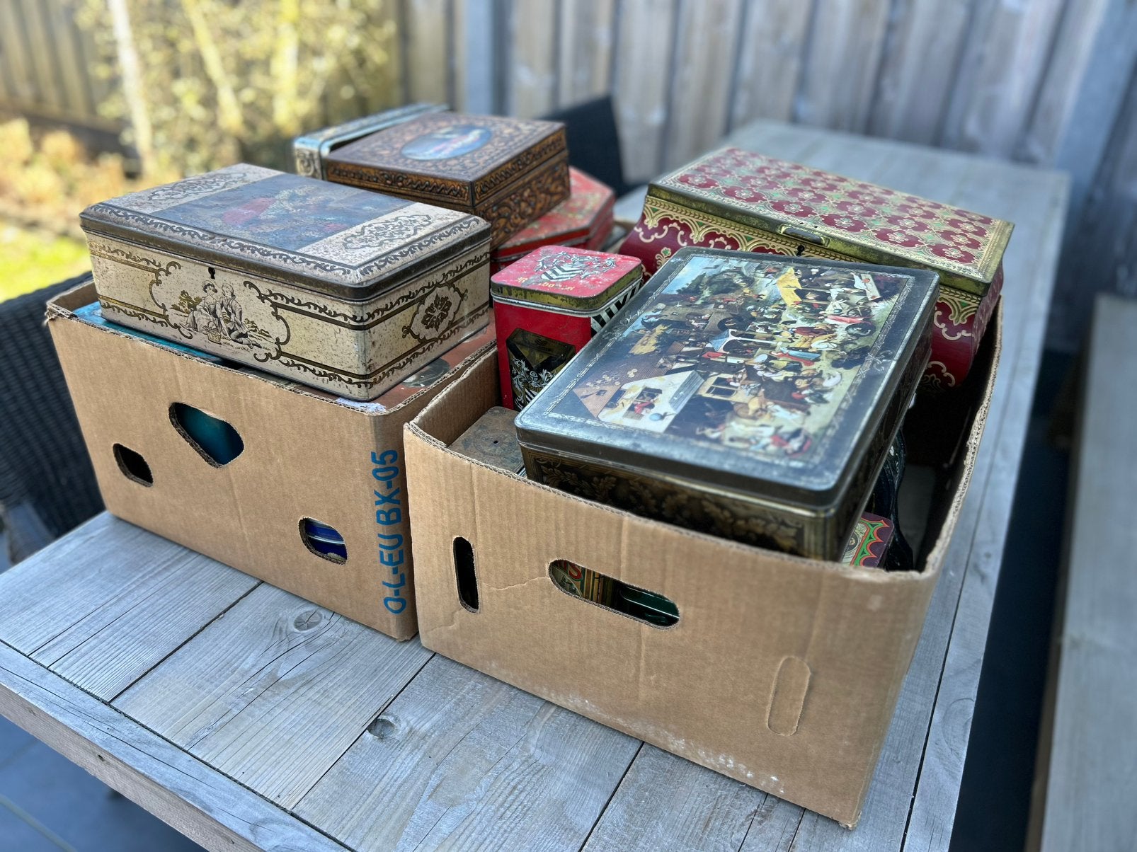 Collectie 31 stuks Vintage Blikken en Trommels, Ophalen, Gebruikt, Overige, Overige merken