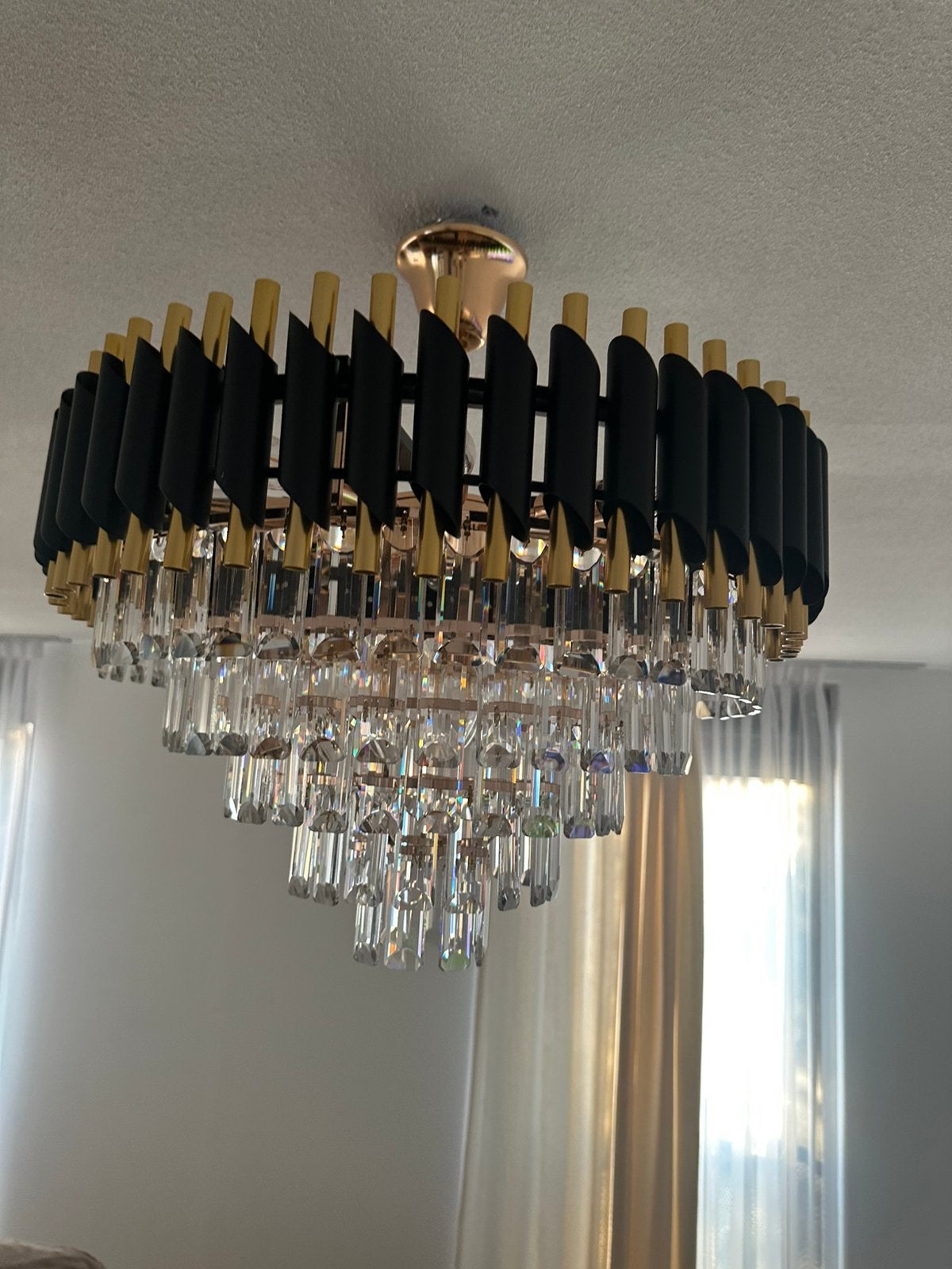 Plafond lamp rond kroonluchter, Ophalen of Verzenden, Zo goed als nieuw