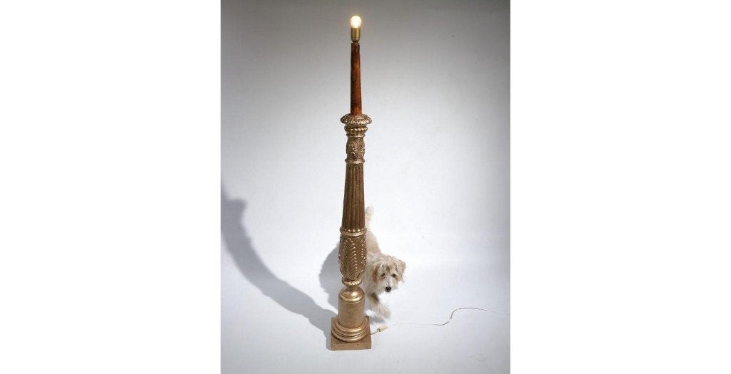 XL Antieke Kaars- Lamp Staande Lamp Goud, Ophalen of Verzenden