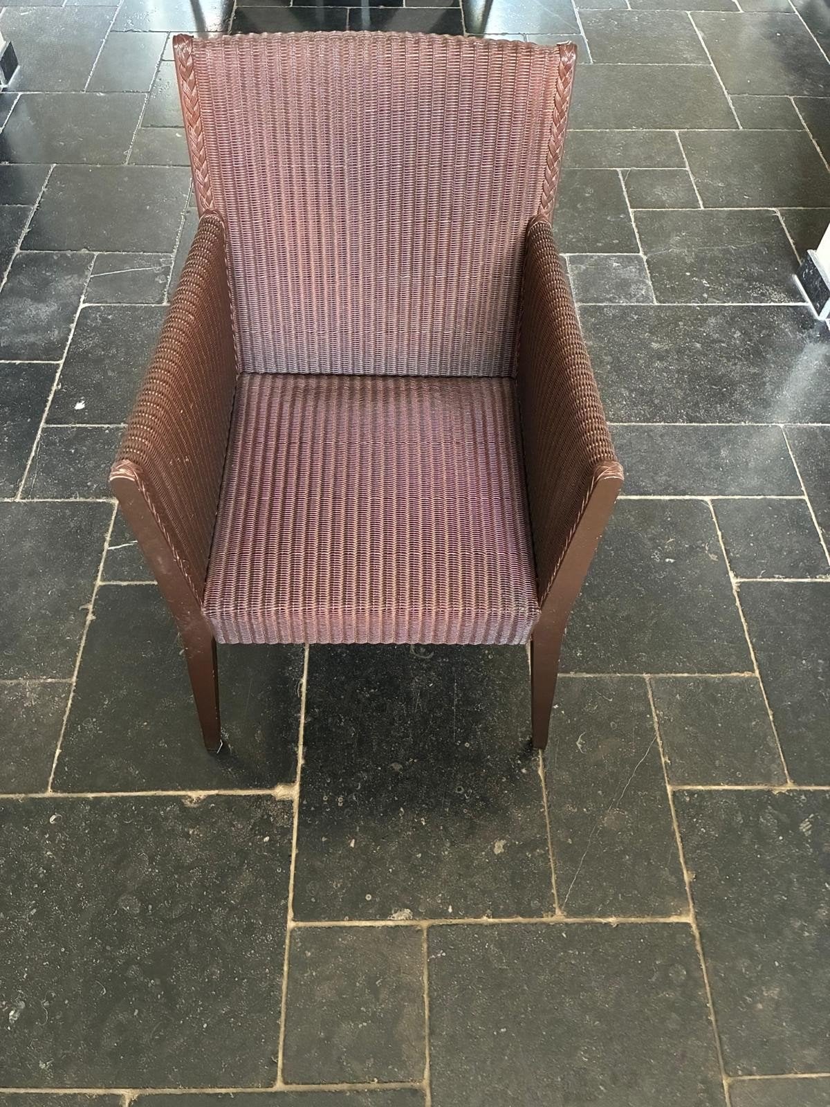 Set van 6 rieten eetkamerstoelen van Lloyd Loom Italia, Ophalen, Gebruikt, Bruin, Riet of Rotan